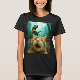 Katzen-Selfie mit T-Rex-Dinosaurier Trex Dino Männ T-Shirt