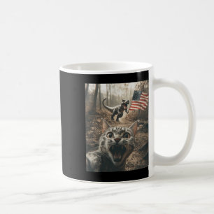 Katzen-Selfie mit Trex-Dinosaurier USA-Flagge Patr Kaffeetasse