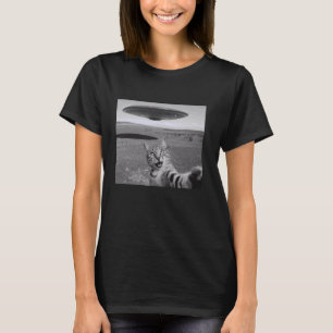 Katzen-Selfie mit UFO Lustige Katze T-Shirt