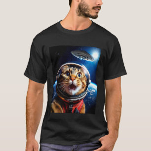 Katzen-Selfie mit UFO Lustige Weltraumgalaxie Graf T-Shirt