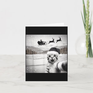 Katzen-Selfie mit Weihnachtsmann für Männer Frauen Karte