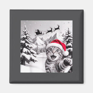 Katzen-Selfie mit Weihnachtsmann Magnet