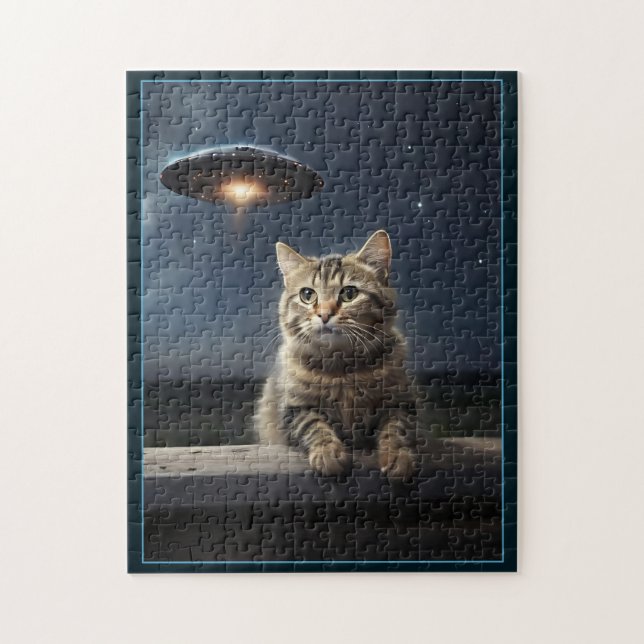 Katzen-Selfie-UFO-Puzzle Lustiger Außerirdischer (Vertikal)