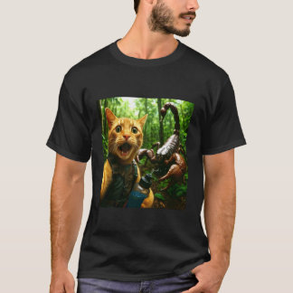 Katzen-Selfie-Wandern mit Riesenskorpion für Männe T-Shirt