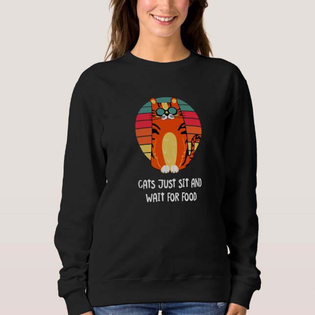 Katzen setzen sich und warten auf Nahrung Katze Jo Sweatshirt (Vorderseite)