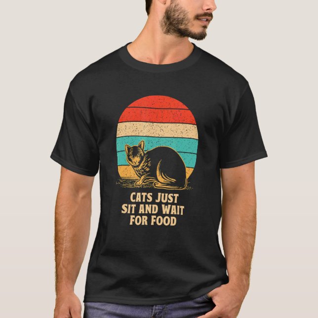 Katzen setzen sich und warten auf Nahrung Katze Jo T-Shirt (Vorderseite)
