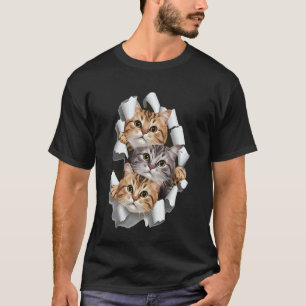 Katzen-Shirt, Katzen-T-Shirt, Katzen zerrissenes S T-Shirt