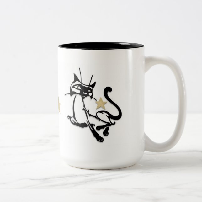 Katzen-siamesische Abgabe Zweifarbige Tasse (Rechts)