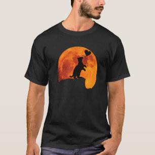 Katzen-Silhouette bei Vollmond mit einem Herzen. S T-Shirt