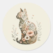 Katzen-Silhouette Floral Boho Wildblume