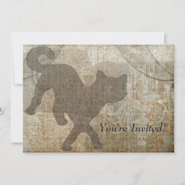 Katzen-Silhouette-französisches Einladung (Vorderseite)