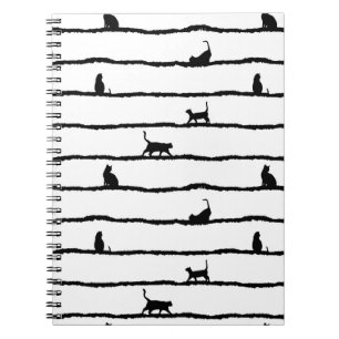 Katzen-Silhouette-Streifen abstraktes handgezeichn Notizblock