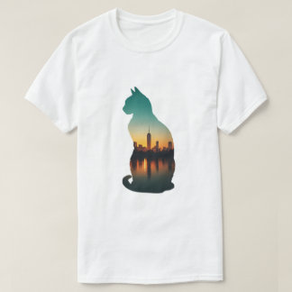Katzen-Silhouette Urbaner Sonnenuntergang T-Shirt