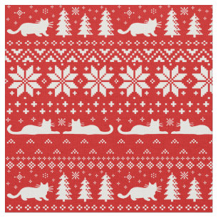 Katzen-Silhouette-Weihnachtsstrickjacke-Art-Muster Stoff