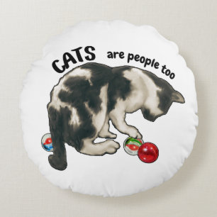 KATZEN sind auch Menschen, Katze und MURMELN Rundes Kissen
