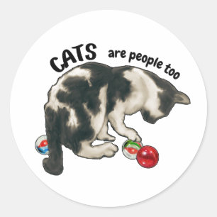 KATZEN SIND AUCH NUR MENSCHEN, Kunstwerk von Katze Runder Aufkleber