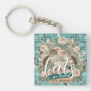 Katzen sind Blumen Cottagecore Botanische Kunst Schlüsselanhänger
