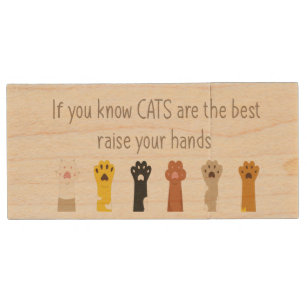 Katzen sind das beste Fun Zitat Kätzchen Tierkatze Holz USB Stick