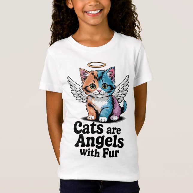 Katzen sind Engel mit Pelz T-Shirt (Vorderseite)