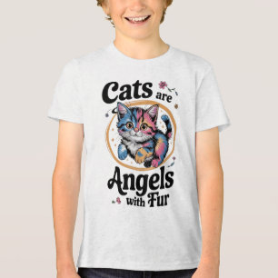 Katzen sind Engel mit T-Shirt mit Fell Tri-Blend Shirt