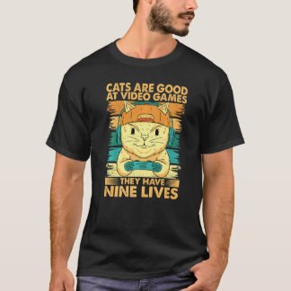 Katzen sind gut in Videospielen Papa-Witze T-Shirt