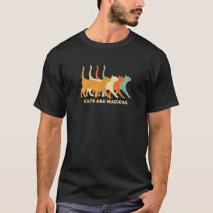 Katzen sind magische Halloween Feline Design Retro T-Shirt