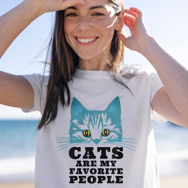 Katzen sind meine Lieblings-Leute moderne blaue Gr T-Shirt (Von Creator hochgeladen)
