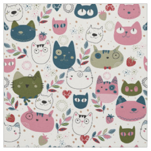 Katzen sind mit gedämpftem, aquamarin-rosa Muster  Stoff