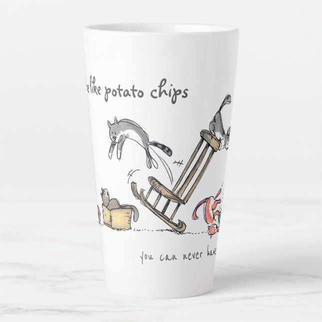 Katzen sind wie Kartoffelchips /Personalisiert Fun Milchtasse (Vorderseite)