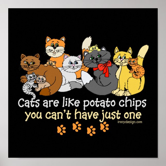 Katzen sind wie Kartoffelchips Poster (Vorne)