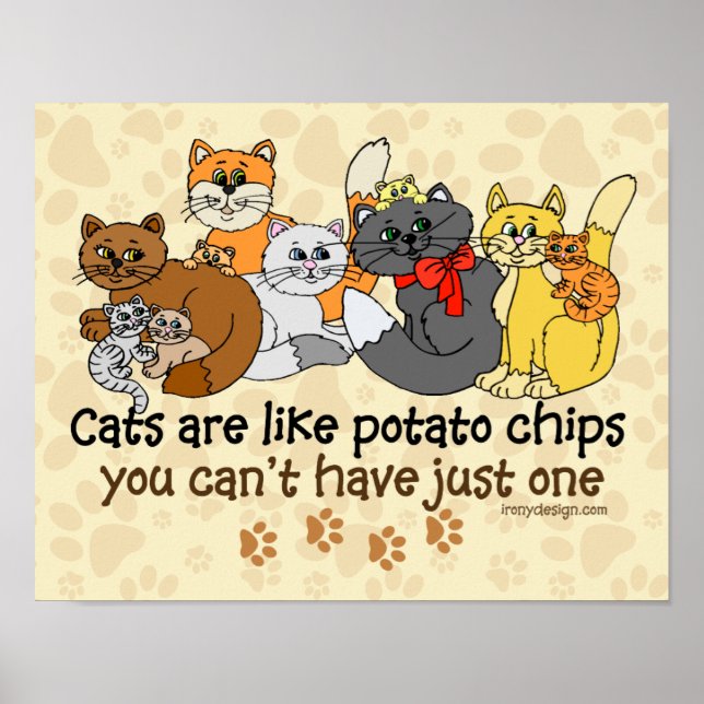 Katzen sind wie Kartoffelchips Poster (Vorne)