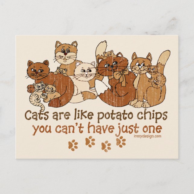 Katzen sind wie Kartoffelchips Postkarte (Vorderseite)