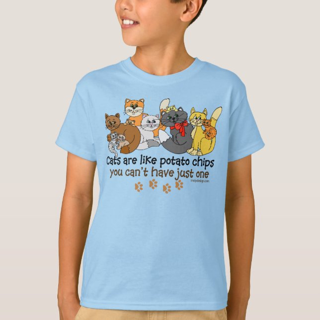 Katzen sind wie Kartoffelchips T-Shirt (Vorderseite)