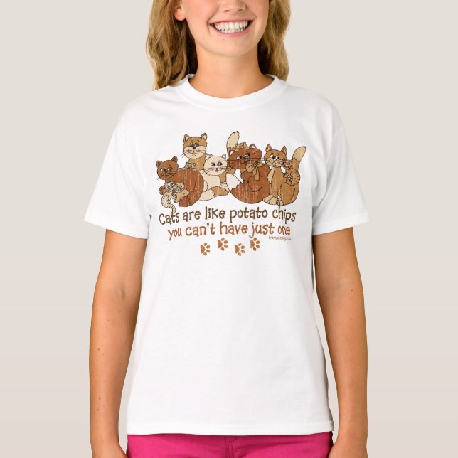 Katzen sind wie Kartoffelchips T-Shirt (Vorderseite)