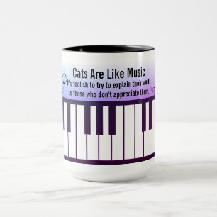 Katzen sind wie Musik, Klaviertastatur, Notenlinie Tasse