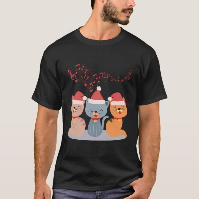 Katzen singen Weihnachtslied T-Shirt (Vorderseite)