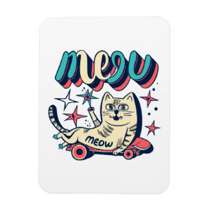 Katzen Skaten Meow Magnet