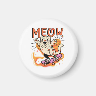 Katzen Skating Meow Magnet
