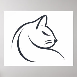 Katzen-Sketch Klein Poster