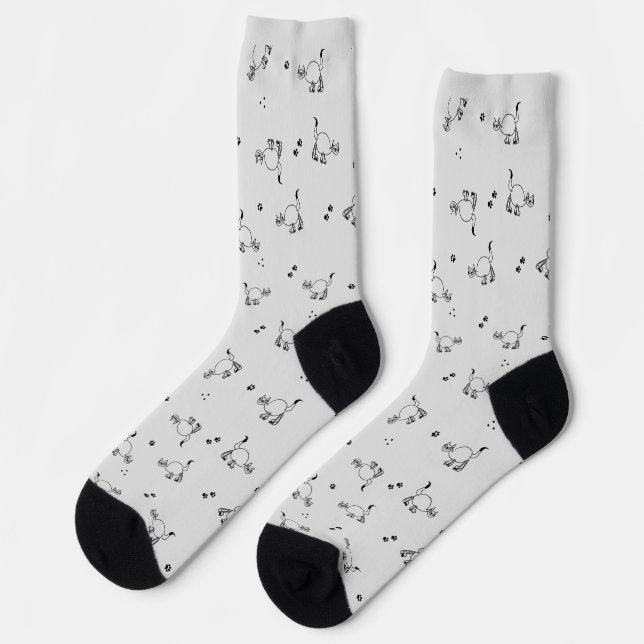Katzen-Socken mit Linienkunst-Muster von AuthentiK Socken (Linkes Detail)