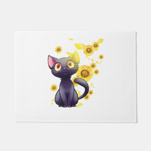 Katzen-Sonnenblumen-Shirt Fußmatte