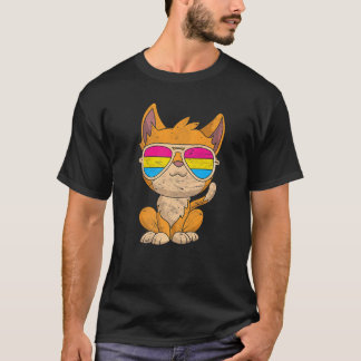 Katzen-Sonnenbrille Pansexualitäts-Flagge LGBT-Sto T-Shirt
