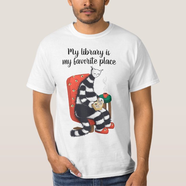 Katzen-Spaß-Bibliothek lesen T-Shirt (Vorderseite)