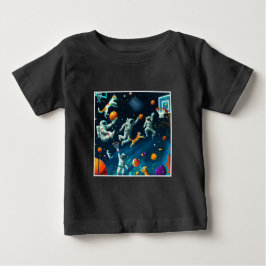 Katzen spielen Basketball im Weltraum mit Astronau Baby T-shirt