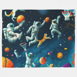 Katzen spielen Basketball im Weltraum mit Astronau Fleecedecke
