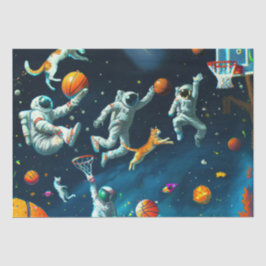 Katzen spielen Basketball im Weltraum mit Astronau Seidenpapier