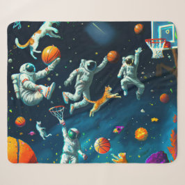 Katzen spielen Basketball im Weltraum mit Astronau Sherpadecke