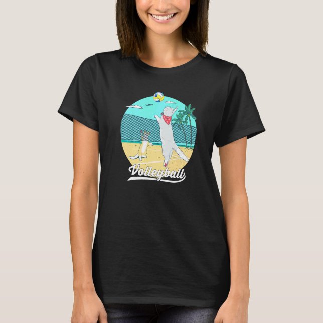 Katzen spielen Beach Volleyball Volleyball Spike T-Shirt (Vorderseite)