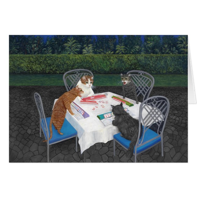 Katzen spielen Mahjong (Vorderseite (Horizontal))