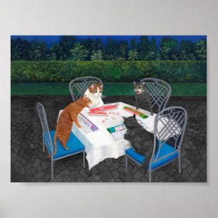 Katzen spielen Mahjong Poster